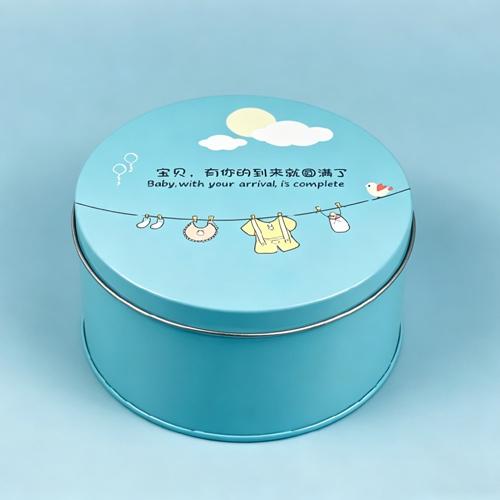 Hot Cookie Biscuit Tin Box Foodgrade Gold Cake Tins Custom Round Metal Cake Container for Baking Packaging